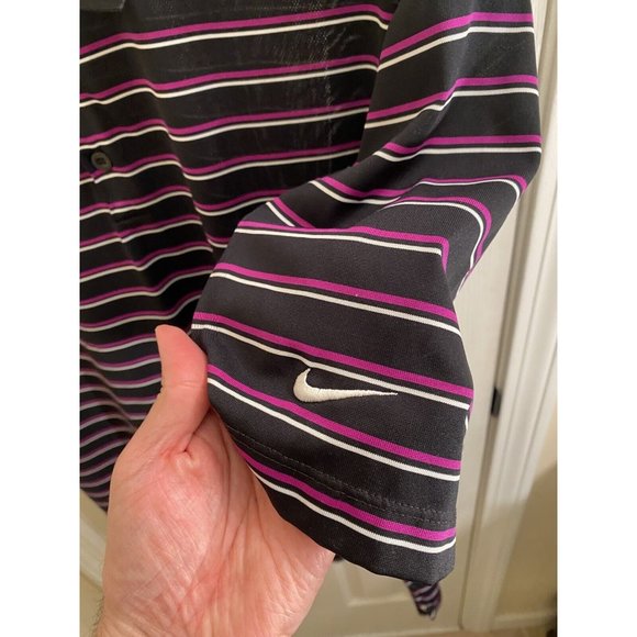 Nike Golf Dri-Fit Men's Purple Striped Polo Golf Shirt Size xl - Picture 5 of 7